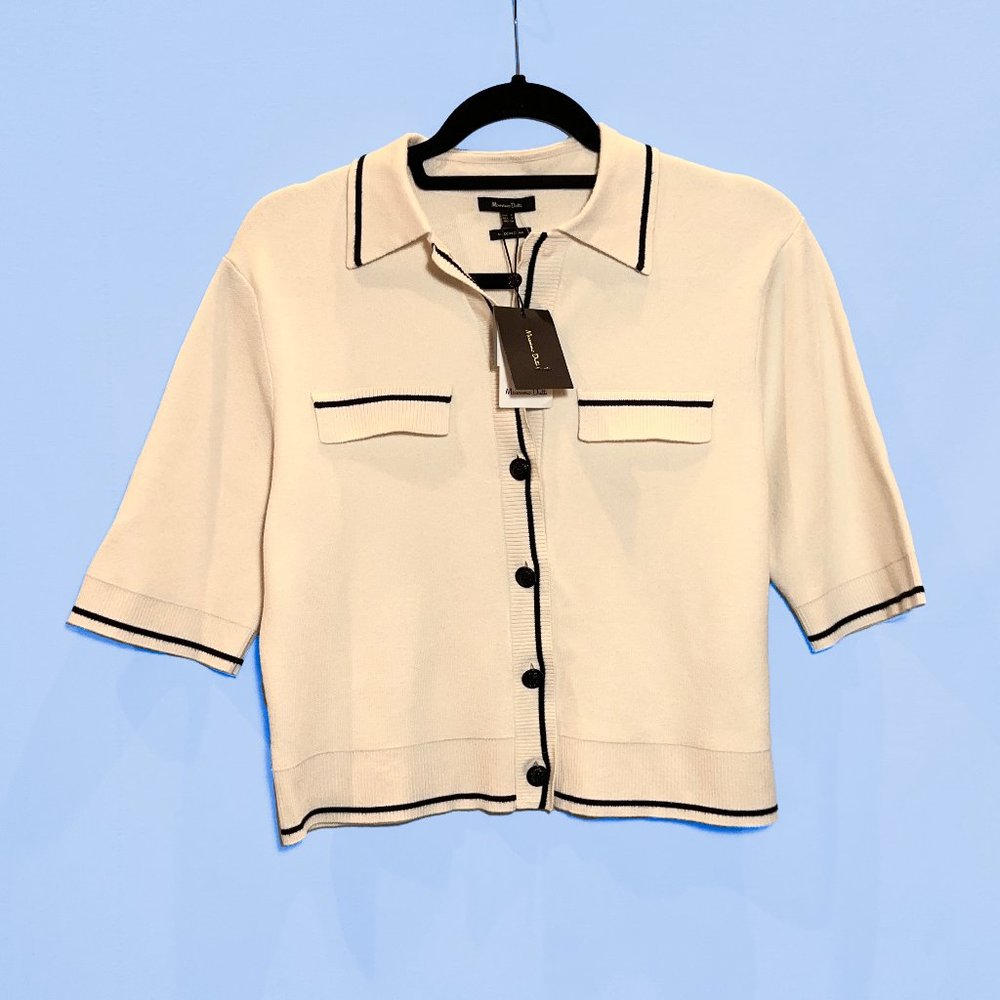NWT Massimo Dutti Knit Button Up Short Sleeve Shirt